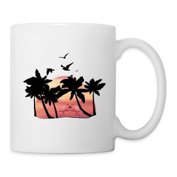 Pink Pink Flamingo - Summer Holiday Illustration - Mug - white - Right