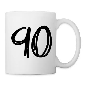 90. 90 JAHRE. 90-JÄHRIGES JUBILÄUM. GEBURTSTAG 90 JAHRE. - Tasse - Weiß - Rechts