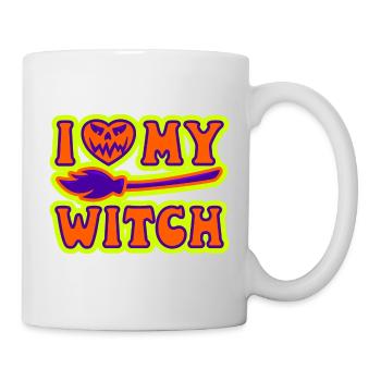 J’aime ma sorcière sorcière Halloween hommes femmes - Mug blanc - blanc - Droite