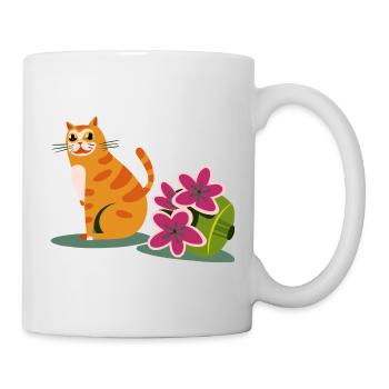 Lustiges Katzen Design - Tasse - Weiß - Rechts
