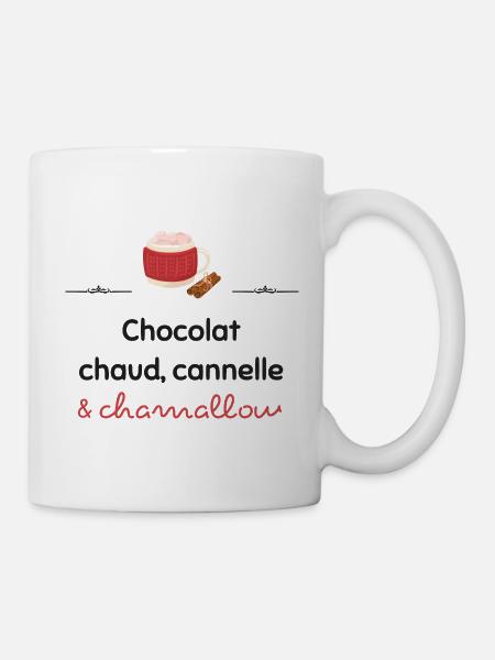 Chocolat chaud, cannelle & chamallow | Cadeau - Mug blanc - blanc