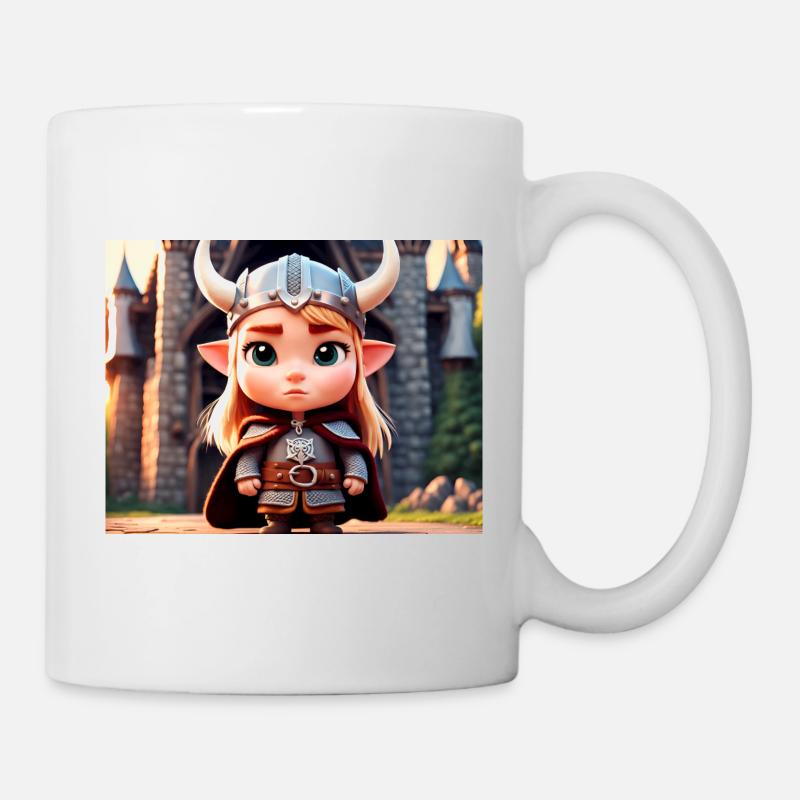 mignon guerrier viking chibi devant un château - Mug blanc - blanc