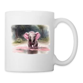 grauer Elefant mit rosa Ohren - Tasse - Weiß - Rechts