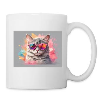 Bunte Katze - Tasse - Weiß - Rechts
