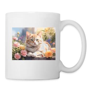 beautiful white cat - Mug - white - Right