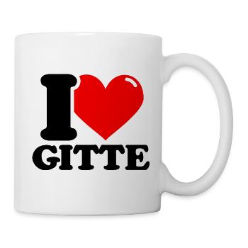 I love gitte Vorname - Tasse - Weiß - Rechts