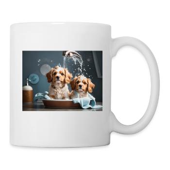 Dogs bathing - Mug - white - Right