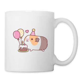 Cochon d’Inde mignon et gâteau d’anniversaire - Mug blanc - blanc - Droite