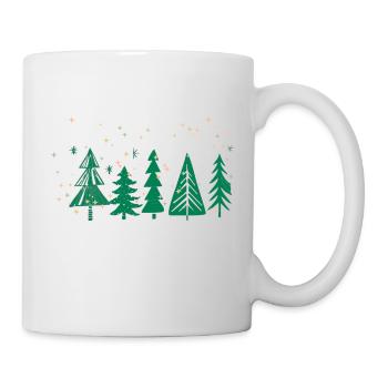 Weihnachtsbaum Design, Goldflocken - Tasse - Weiß - Rechts