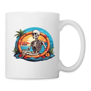 Skelett bei Sonnenuntergang - Tasse - Weiß - Rechts