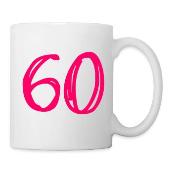 60. 60 YEARS. 60th ANNIVERSARY. 60TH BIRTHDAY. - Mug - white - Right