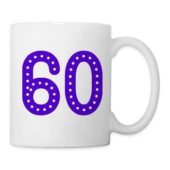 60. 60 JAHRE. 60-JÄHRIGES JUBILÄUM. 60. GEBURTSTAG. - Tasse - Weiß - Rechts