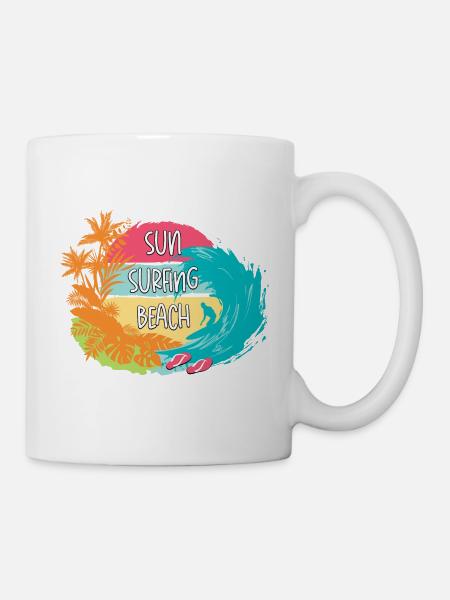 Feel the rhythm of the sun, surf, and beach. - Mug - white