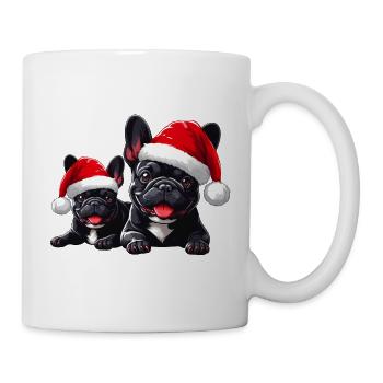Französische Bulldogge Weihnachtsmann - Tasse - Weiß - Rechts