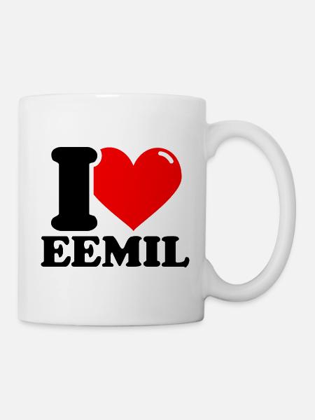 J’aime eemil Prénom - Mug blanc - blanc