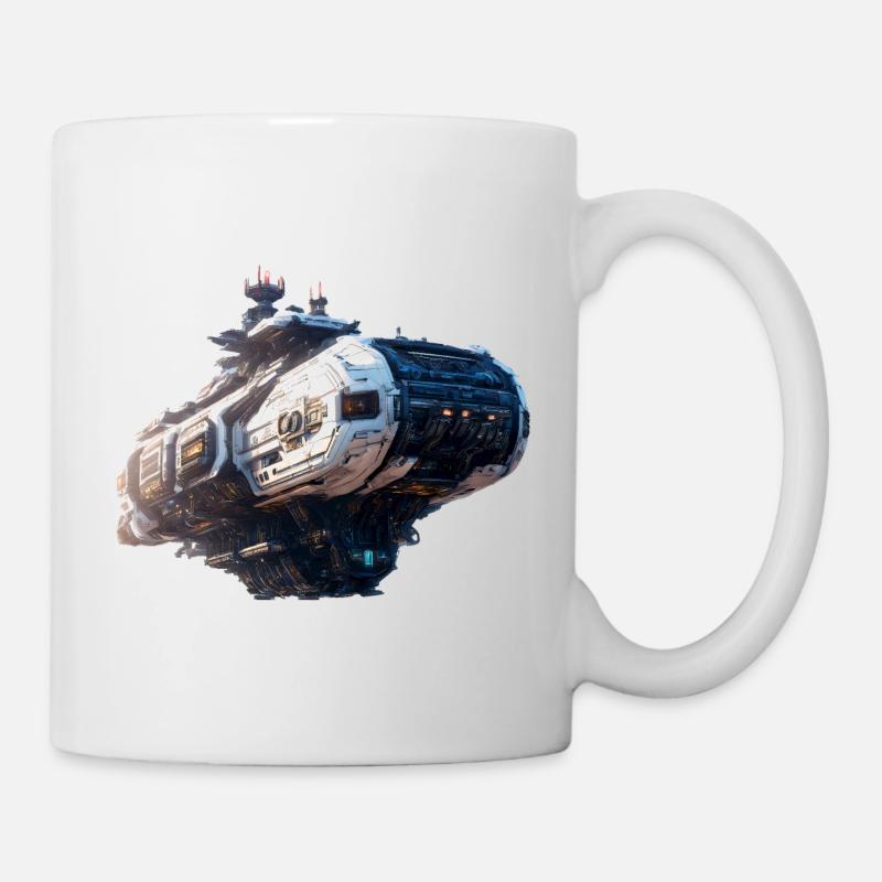 Cyberpunk-Raumschiff - Tasse - Weiß