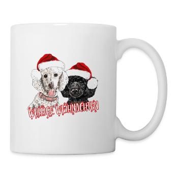 Frohe Weihnachten - weihnachtliches Pudelmotiv - Tasse - Weiß - Rechts