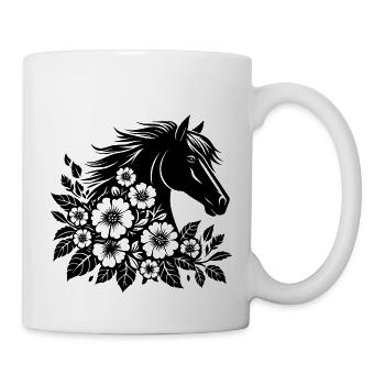 Tête de cheval avec des fleurs - Mug blanc - blanc - Droite