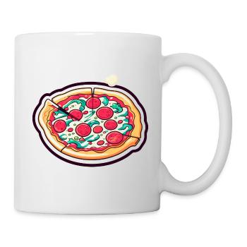 Pizza Slice Zeichnung - Tasse - Weiß - Rechts