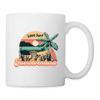 Fuerteventura Surfing Surfboard Palm Trees Island Summer - Mug - white - Right
