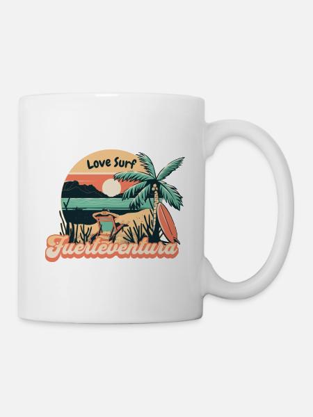 Fuerteventura Surf Planche de surf Palm Trees Island Été - Mug blanc - blanc