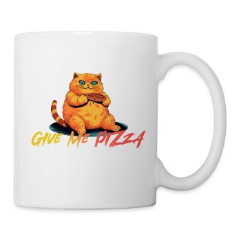 Dicke Orangene Katze Will mehr Pizza haben - Tasse - Weiß - Rechts