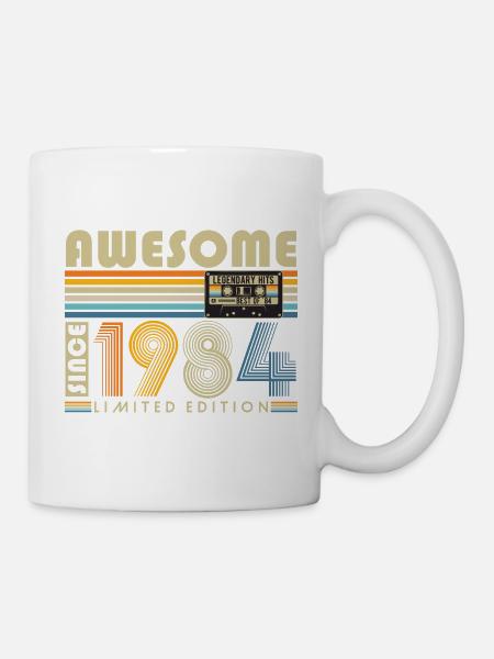 1984 Jahrgang geboren Vintage Retro Geburtstag - Tasse - Weiß