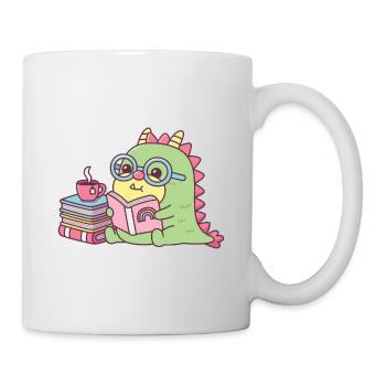 Dragon mignon lisant un livre - Mug blanc - blanc - Droite