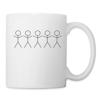 5 Stickman / Strichmännchen - Tasse - Weiß - Rechts