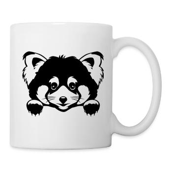 Peeking cute red panda. Black and white version - Mug - white - Right