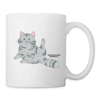 🐾 Grau getigerte Katze🐱 - Tasse - Weiß - Rechts