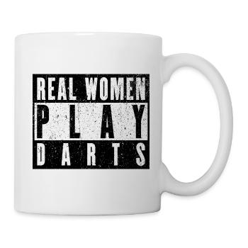 Real Women Play Darts - Lustiges Dartspielerinnen - Tasse - Weiß - Rechts