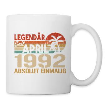 Geboren im April 1992 Lustiger Geburtstag Retro - Tasse - Weiß - Rechts