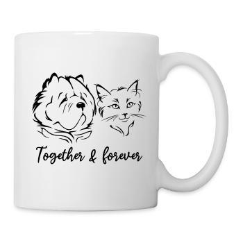 Chien et chat Ensemble et pour toujours - Mug blanc - blanc - Droite