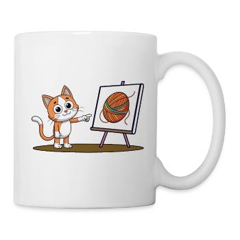 Katze will Wollknäuel - Tasse - Weiß - Rechts