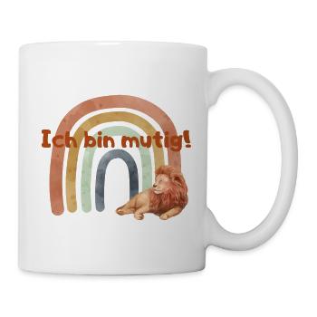 Ich bin mutig Affirmation für Kinder Löwe - Tasse - Weiß - Rechts