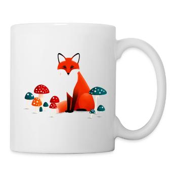 Fuchs mit Pilzen - Tasse - Weiß - Rechts
