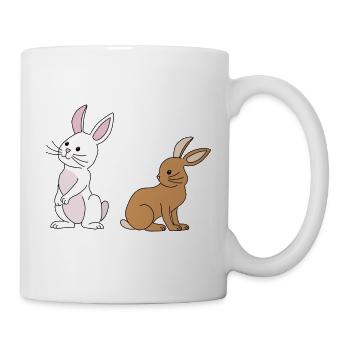 two bunnies in comic style, forest animals for children - Mug - white - Right