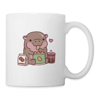 Süßes Zwergflusspferd liebt es zu naschen - Tasse - Weiß - Rechts