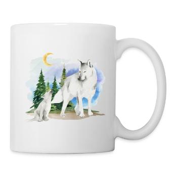 Wolf und Welpe - Tasse - Weiß - Rechts