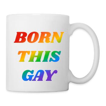 Born this gay rainbow text - Mug - white - Right