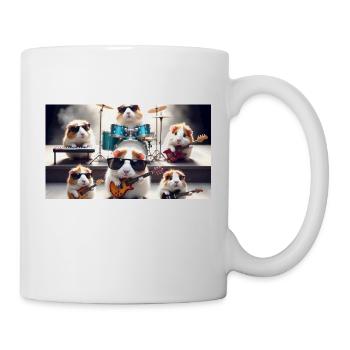 cute guinea pig dressed as a rock band - Mug - white - Right