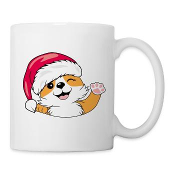 Chien Santa Corgi agitant la main - Mug blanc - blanc - Droite