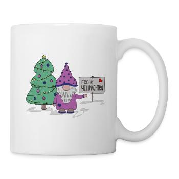 Wichtel Frohe Weihnachten - Tasse - Weiß - Rechts