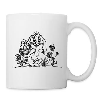 Niedlicher Hase mit Ostereiern - Tasse - Weiß - Rechts