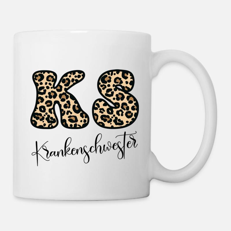 Leopardenmuster KS Krankenschwester Geschenk - Tasse - Weiß