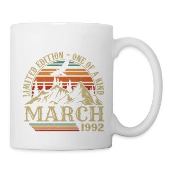 Geburtstagsgeschenk März 1992, geboren im März 1992 - Tasse - Weiß - Rechts
