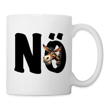 Nö - Nein - Nope - grinsender Esel Pferd - Tasse - Weiß - Rechts