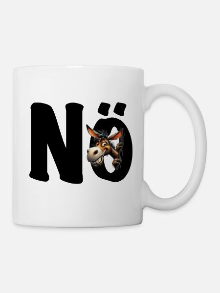 Nö - Nein - Nope - grinsender Esel Pferd - Tasse - Weiß
