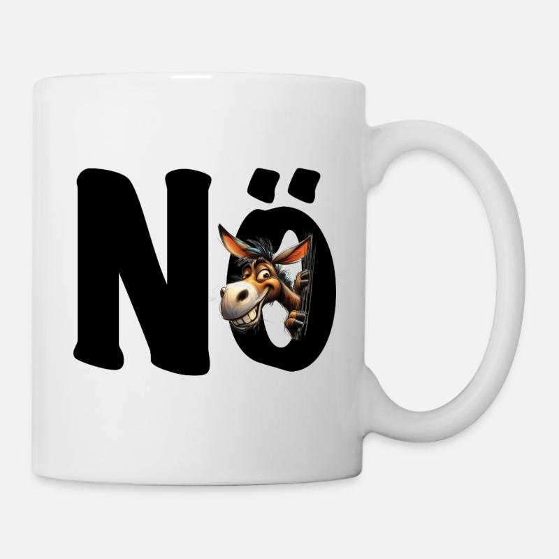 Nö - Nein - Nope - grinsender Esel Pferd - Tasse - Weiß